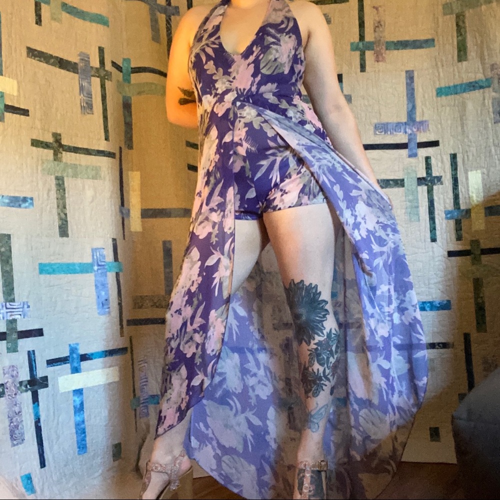 Purple romper with long skirt!